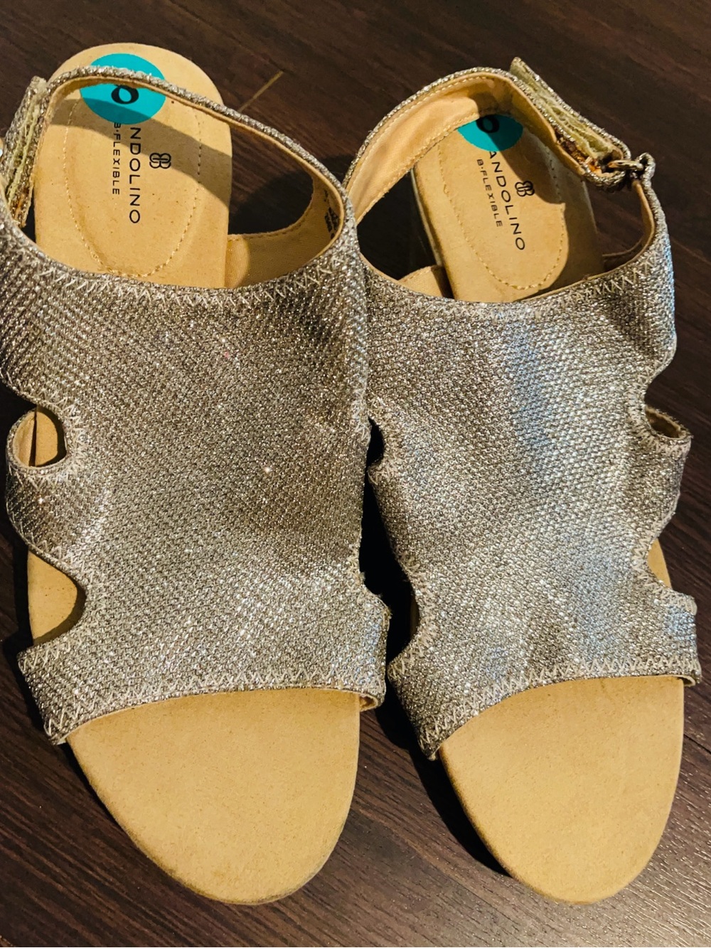 Bandolino Silver Glitter Cutout Slingback Sandals